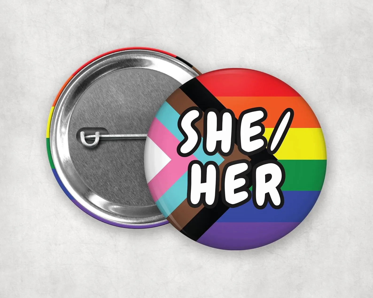 Pronouns Pinback Buttons | LGBTQ+ Nonbinary, Trans, Genderqueer Pronoun Pins | Queer Owned Shop