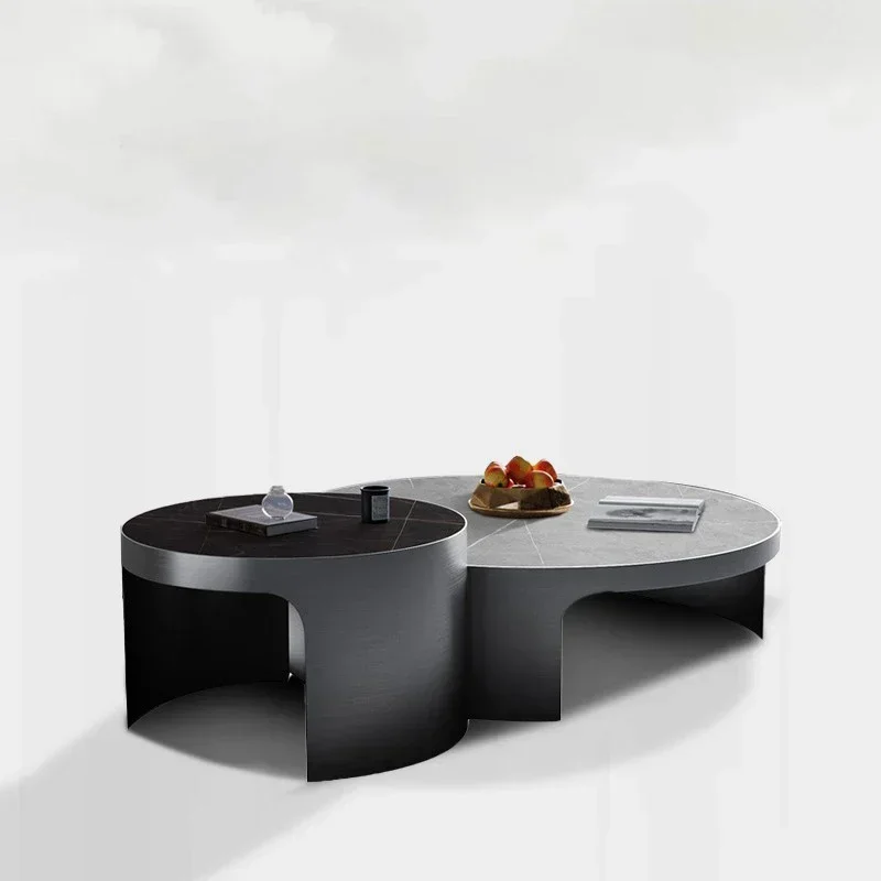 Hallway Black Marble Coffee Tables Cute Laden Makeup Luxury Round Minimalist Table Couch Table Basse Living Room Furniture HDH