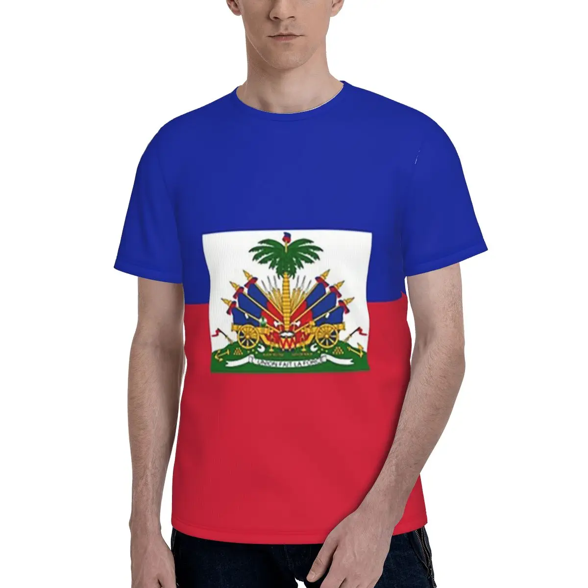 Haiti Flag Print T-Shirt for Men Cotton T Shirts Men's Tees Short Round Neck Summer Clothes Tops
