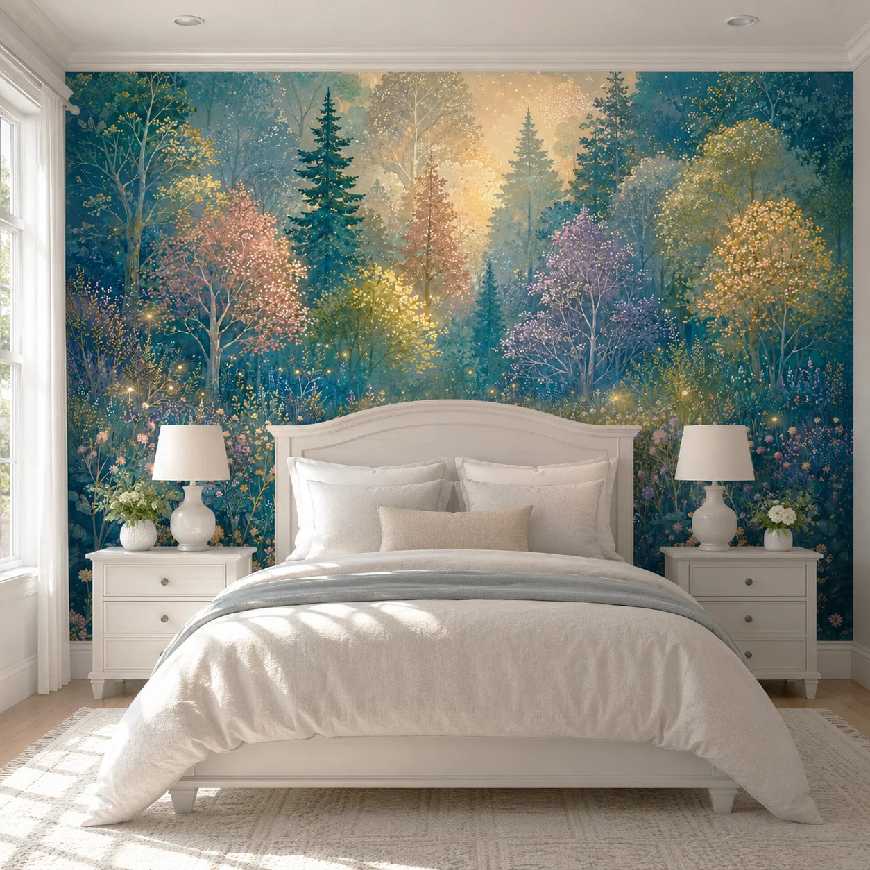 Custom Enchanted Forest Wallpaper Mural Glowing Woodland Floral Living Room Wall Decor Non Self Adhesive Requires Glue
