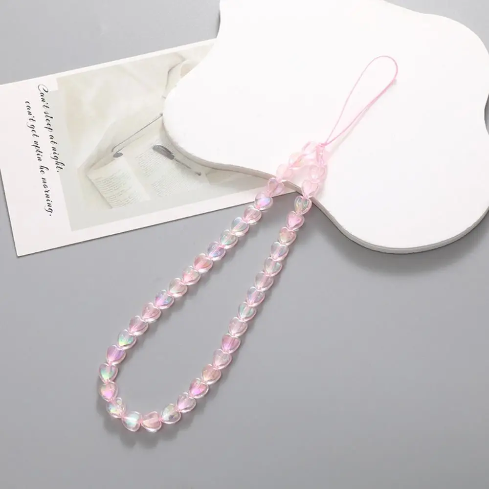 Pendant Star Beaded Phone Chain Y2K Anti-Lost Heart Beaded Phone Strap Colorful Star Mobile Phone Lanyard Chain Bag Pendant