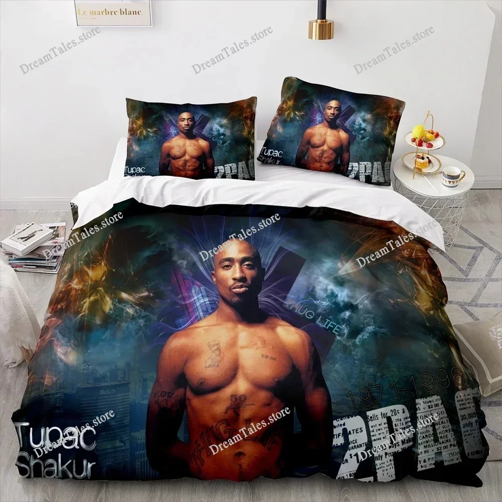 Bedding Set Rapper Tupac Amaru Shakur Duvet Cover Bedroom Comforter Single Twin King ​Size Quilt Cover Home Textile Luxury Gift