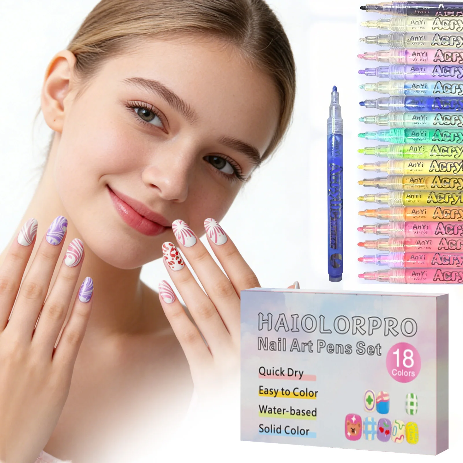 

18-цветный набор для ногтей «сделай сам», красочный креативно-лак для ногтей, ручка для рисования для девочек и женщин, ежедневный практичный, очаровательный, изысканный набор ручек для рисования