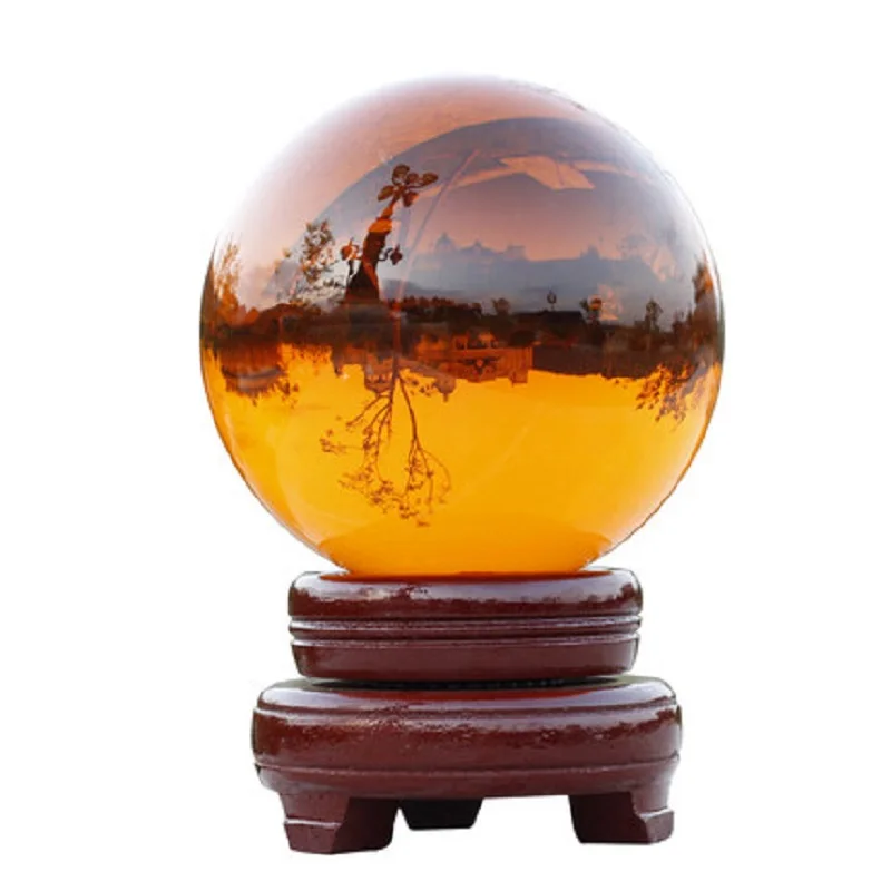 30mm-100mm Amber Crystal Ball Asian Rare Obsidian Sphere Crystal Ball Healing Stone Decor Feng Shui