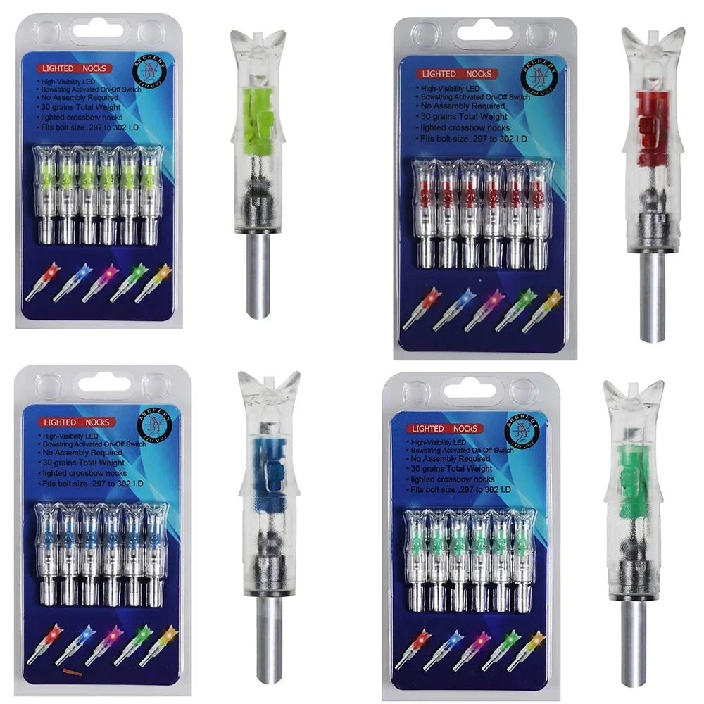 

6-Pack Automatic Bow String Activated Lighted Crossbow Nocks 0.300" 7.62mm Diameter for Crossbow Bolts