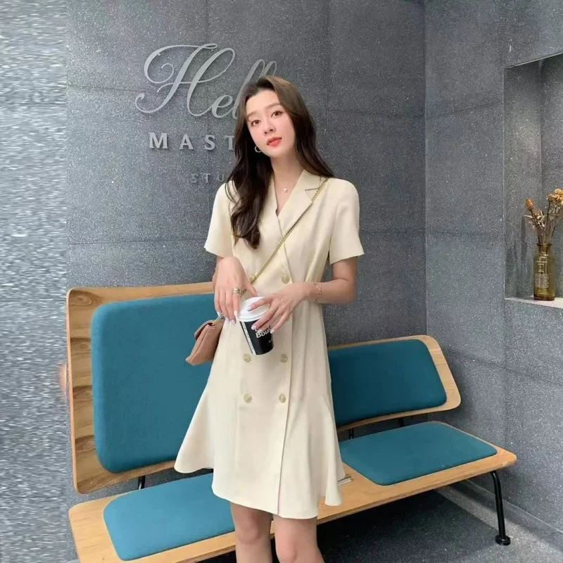 

Black Female Dresses 2024 Blazer Apricot Women's Dress Clothing Formal Occasion Xxl Summer New Features of X Y2k Vintage Loose G