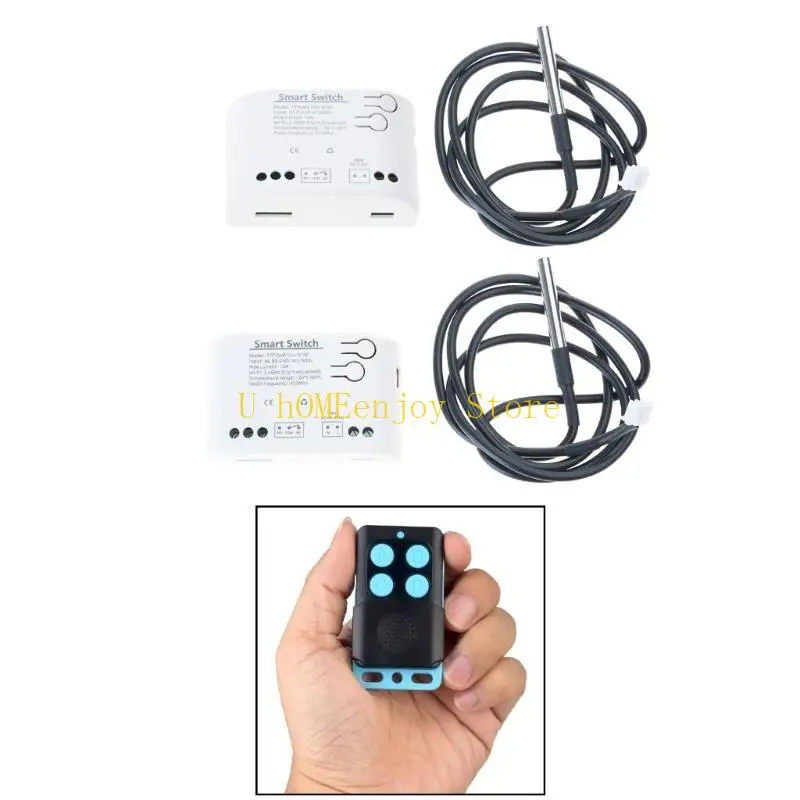 B0KF 1-Channel Intelligent Home Temperature Controller with Waterproof Sensors Single Way/Remote 4-Key Button
