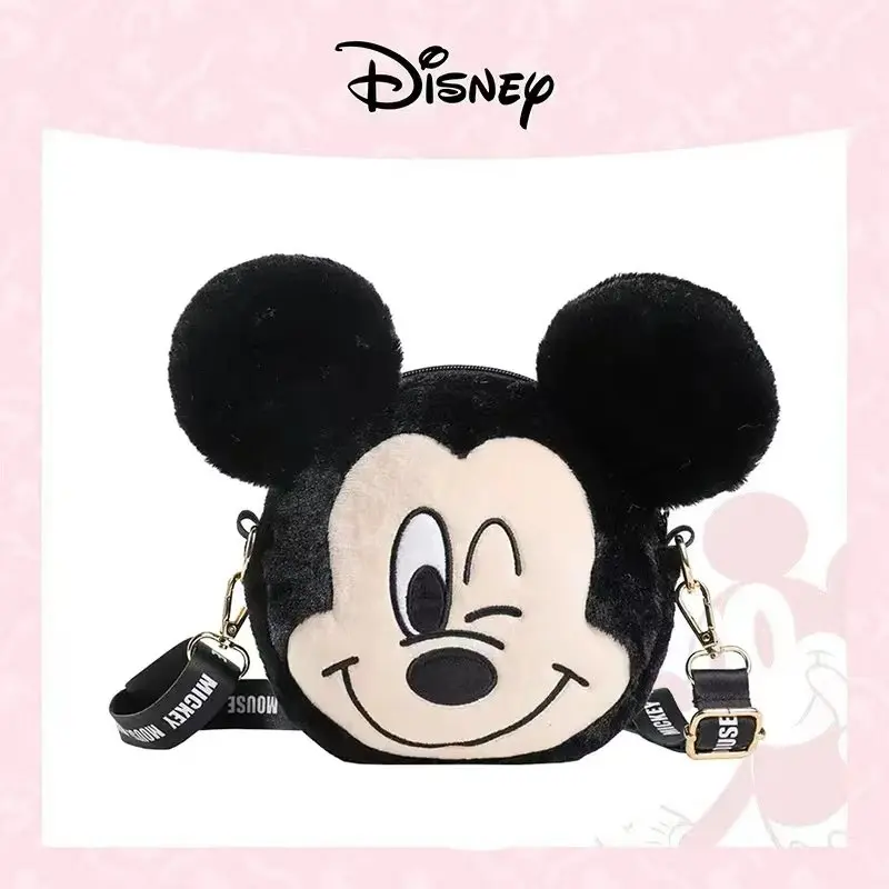 

Disney Mickey New Plush Shoulder Bag Cartoon Cute Women's Plush Shoulder Crossbody Bag Fashion Casual Plush Bag High Quality