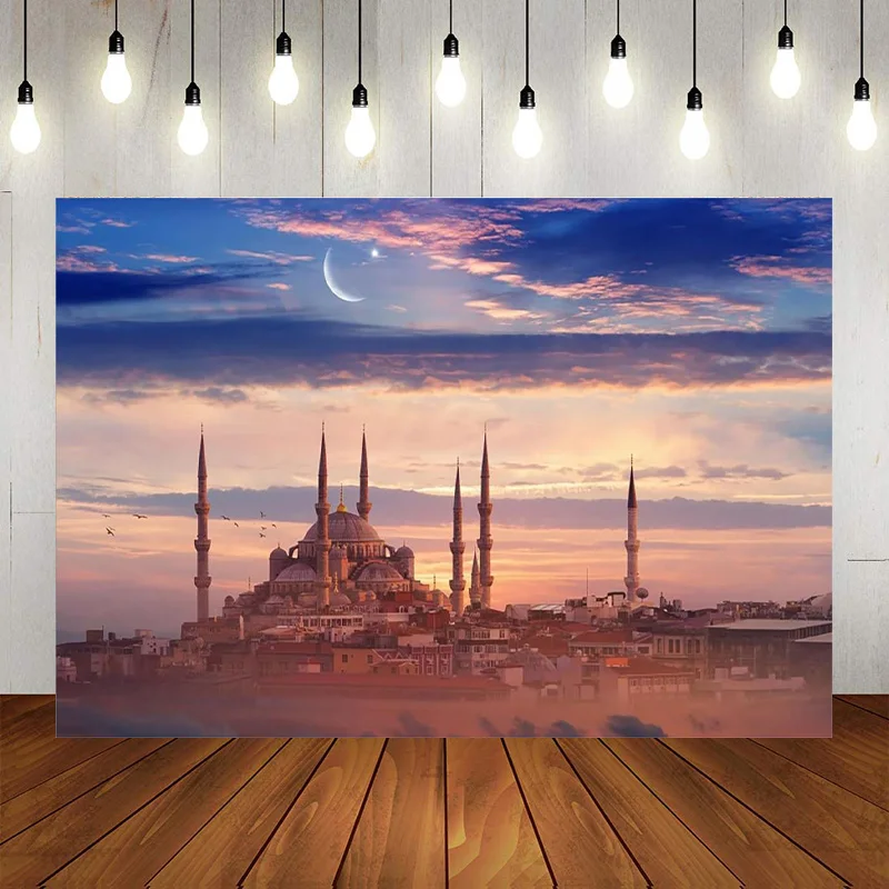 Blue Mosque Istanbul Turkey Sultan Ahmed Mosque Masdjid Photographic Background Arab Eid Mubarak Islamic Muslim Pray Banner