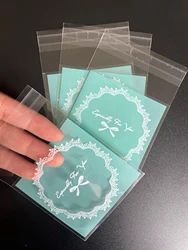 100pcs Small Blue Bow Opp Self-sealing Bag, Small Gift And Candy Plastic Packages For Party Wedding Activity Gifts Decoration