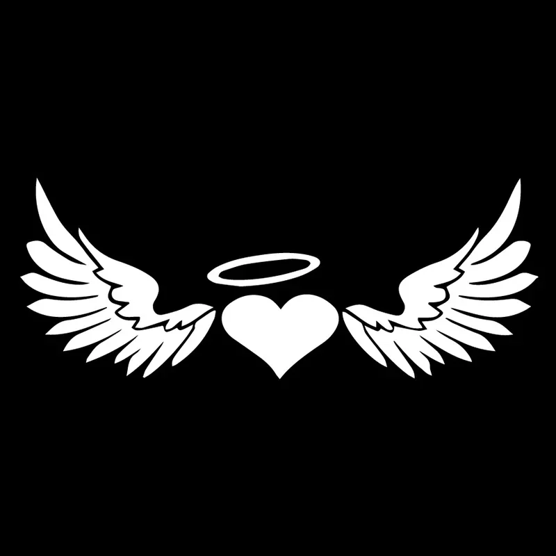 Heart Angel Wings Halo Class Art Car Sticker Fashion Pvc Decal 17.2X6.6CM