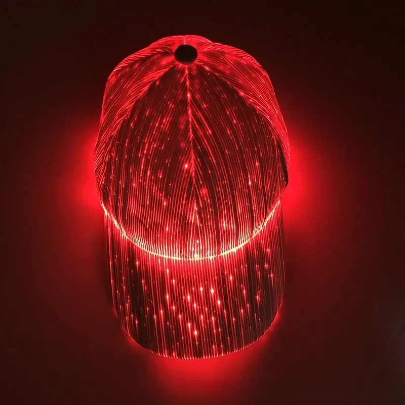 LED Fiber Optic Glowing Hat, Party Bar Disco Light Up Baseball Cap, Hip Hop Flashing Hat