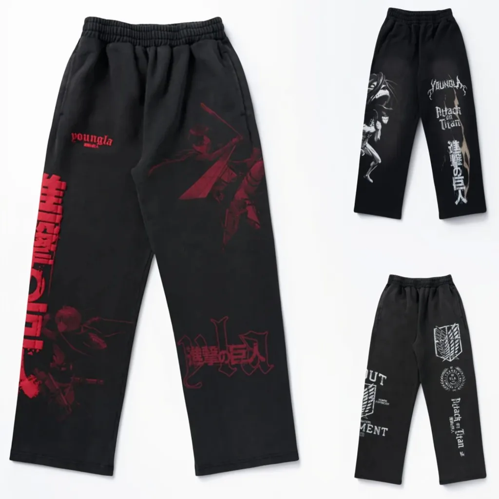 

American attack on titan sweatpants gym fitness running stretch collaboration jogger cotton wide-leg casual pant women clothing