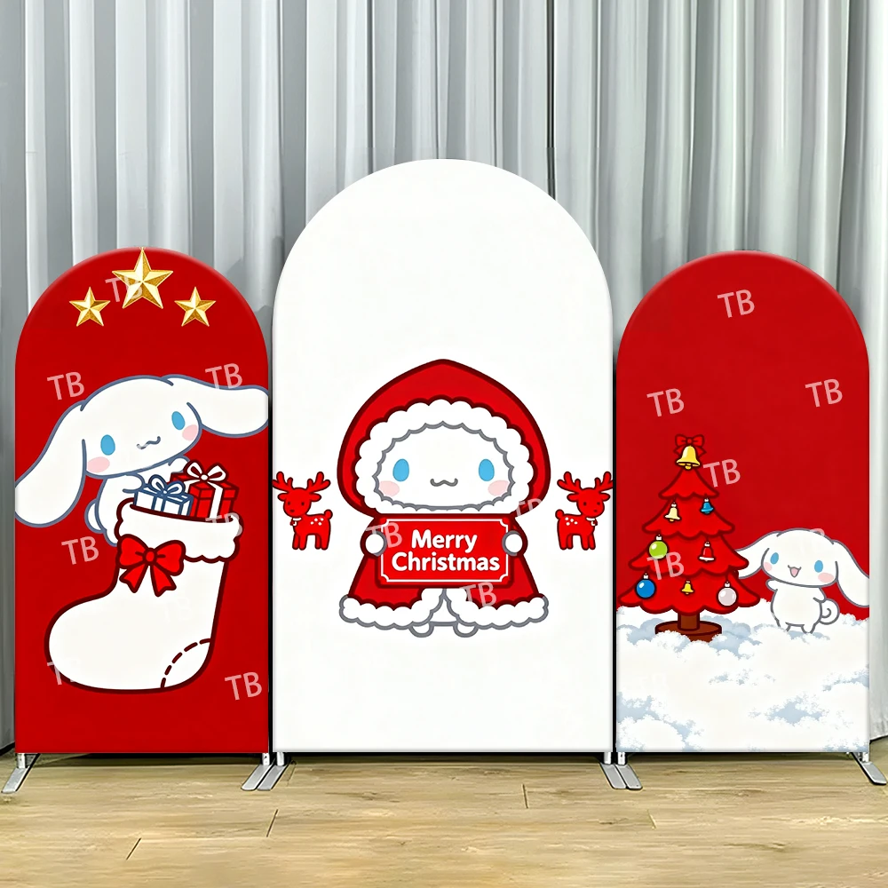 

Cinnamoroll Arch Backdrop Cover Christmas Tree Cute Festive Photo Booth Props for Holiday Parties Home Decoration
