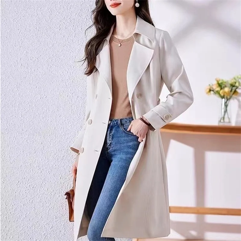 

2024The New Women's Coat Autumn Fashion Trench Coat Small Autumn Temperament Shrink Waist To Show Thin High-end Top Trend female