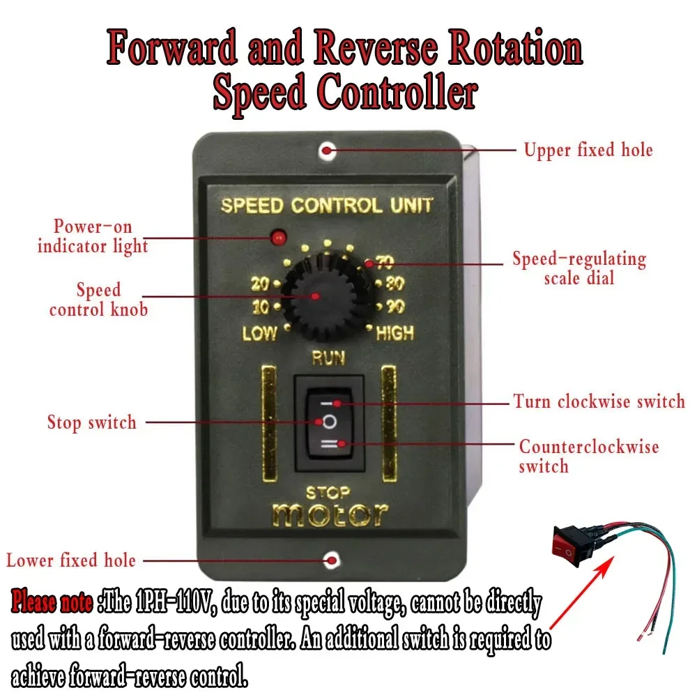 250W Micro AC Motor Kit 110V 220V Reductiemotor Snelheid Vooruit en Achteruit Controller + Eenfase asynchrone Motor 50/60hz ForCNC