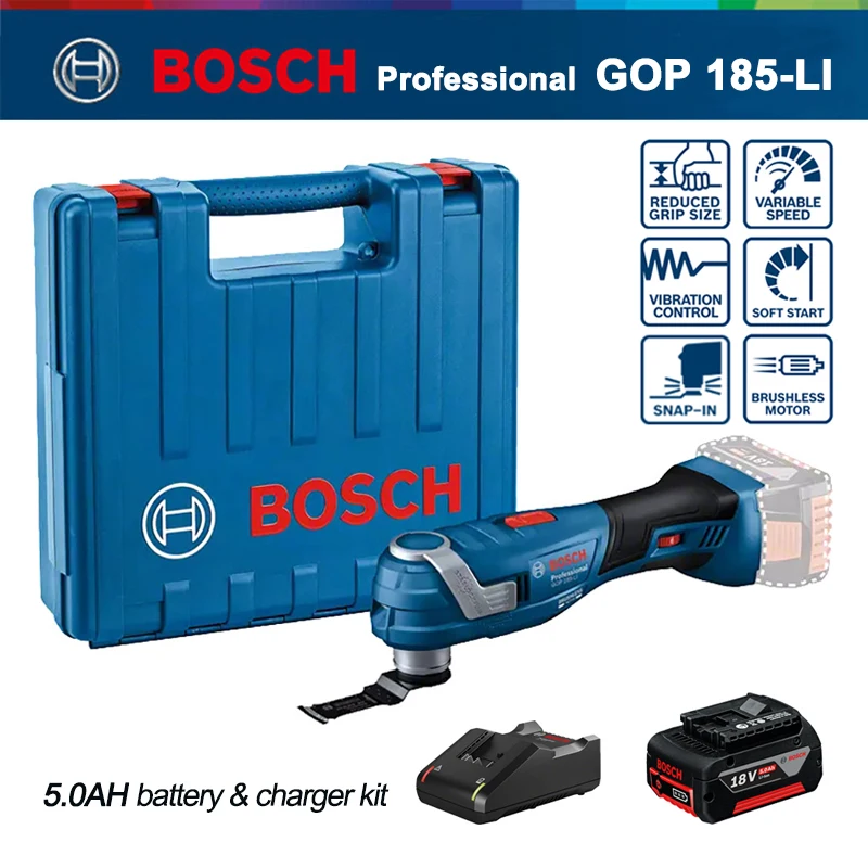 

Шлифовальный станок Bosch GOP 185-Li, беспроводной канавочный триммер, многофункциональные электроинструменты Gop 185Li, бесщеточный, 18 в, перезаряжаемый