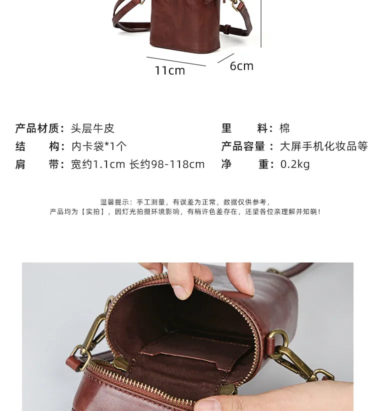 Outdoor Casual Luxus-Umhängetasche aus erstklassigem Rindsleder für Damen, niedliche Mini-Handytasche, Wochenend- und Party-Crossbody-Tasche aus echtem Leder – Detail 2