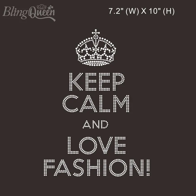 

BlingQueen-Korean Rhinestone Iron On Appliques, Keep Calm and Love Fashion Design, 25Pcs Lot