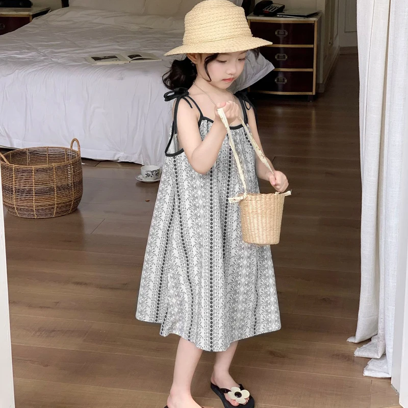 Bohemian printed style vacation dress For 1-9 Yrs Baby Girls 6.1 Children's Day Party Costumes Sleeveless loose beach Dress 2026 image 5