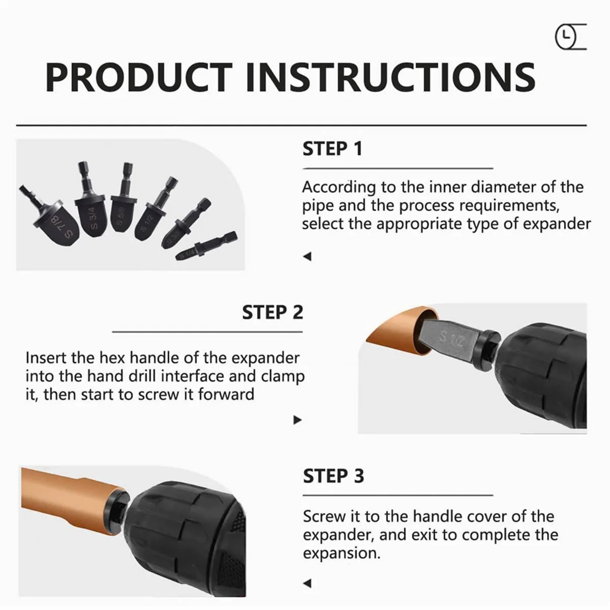 Copper Pipe Swaging Tool 7Pcs Manual Copper Pipe Swaging Tool Drill Bit6Pcs Pipe Expander Drill Bit 5 in 1 Air Conditioner Coppe
