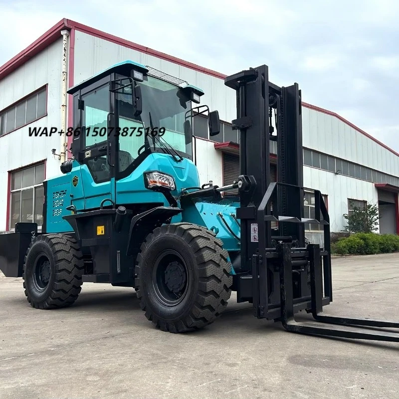 High Performance 4x4 Rough Terrain Forklift 3.5 Ton All-Terrain Fork Lift Luxury Cab Electronic Shifter