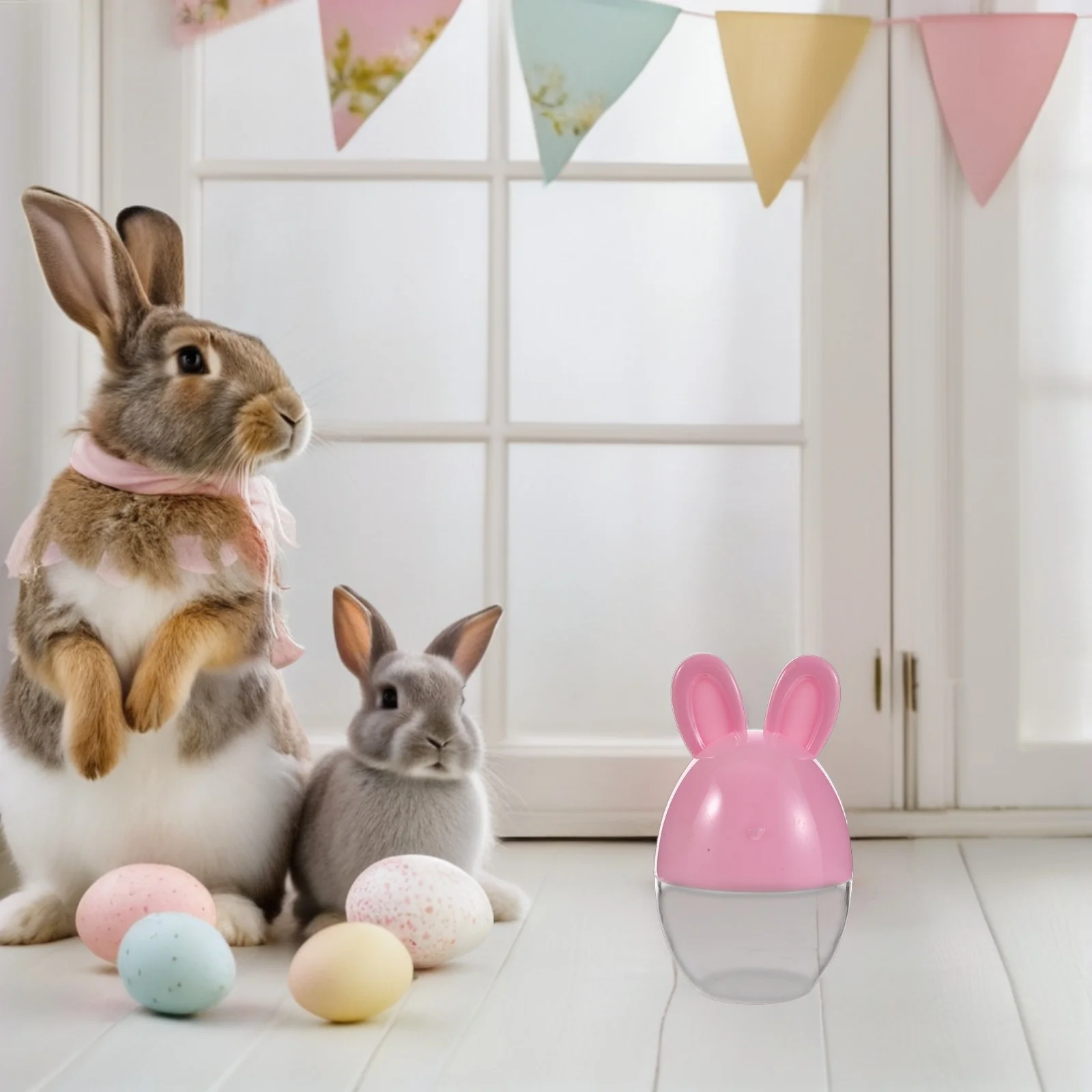 

10Pcs Easter Candy Boxes Clear Fillable Bunny Treat Containers Plastic Easter Party Favor Box for Kids Classroom Prize Supplies