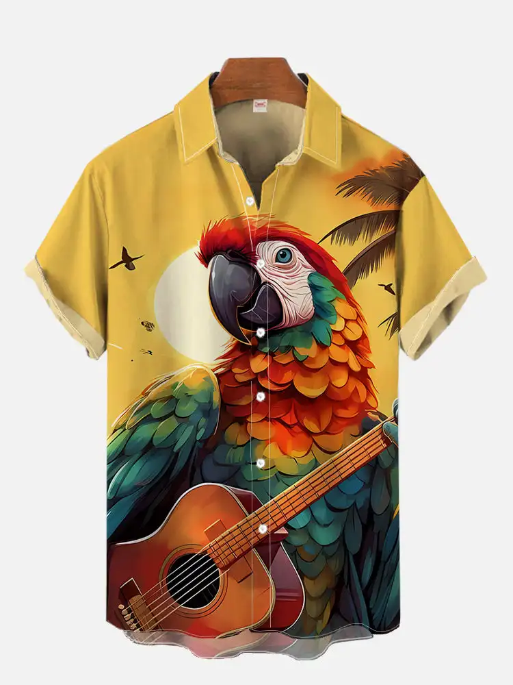 Cute Cartoon Graphic 3D Print Shirts For Men Fashion Hawaiian Shirt Beach Blouses Short Sleeve Vocation Lapel Shirt for Boys