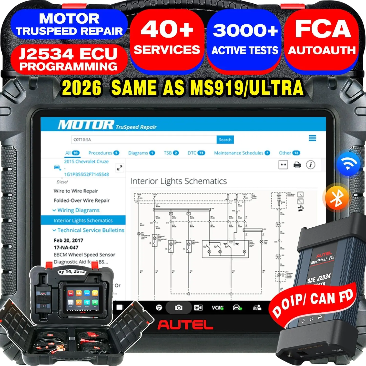 Autel MaxiSys MS909 OBD2 autodiagnoseapparatuur, ECU-programmering en ECU-codering, scanapparaat, J2534 VCI intelligente diagnoseapparatuur, Motor TruSpeed, vergelijkbaar met MSUltra Ultra S2 MS919.