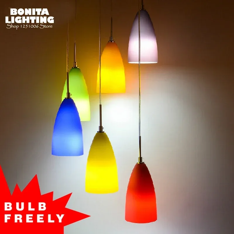 

Frosted Glass Hanging Chandelier Bedside Dinning Room Modern Simple Rainbow Lighting Fixture Home Decoration Pendant Lamp