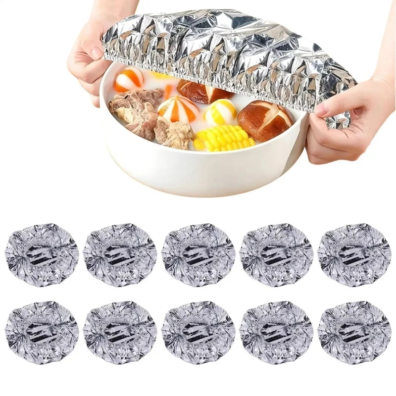 200PCS Repeatable Aluminum Foil Insulation Covers - Eco-Friendly Kitchen Food Covers for Bowls & Dishes Storage for Kitchen