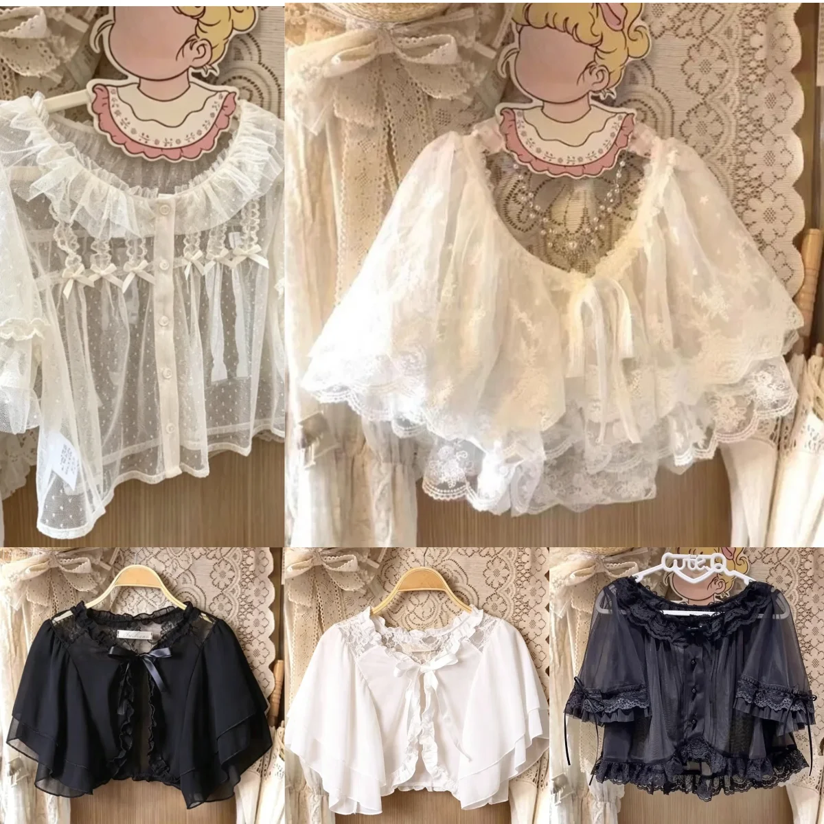 Sweet Doll Collar Women Blouse Lace Embroidery Drawstring Loose Shirt Japanese Retro Kawaii Daily Casual Versatile Lady Top