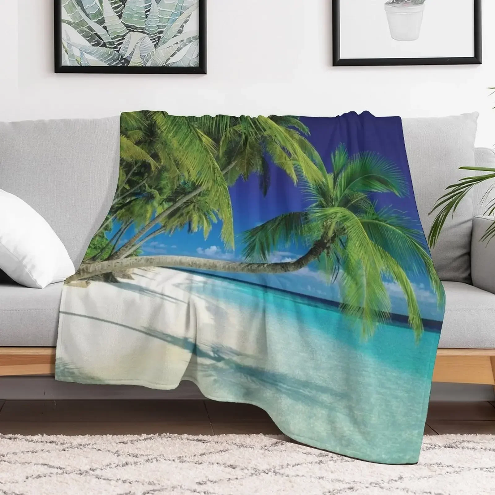 Maldives Polynesia Tropical Beach Photography Throw Blanket sofa bed wednesday Blankets