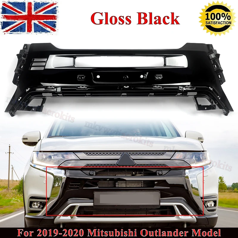 

SAIQINGSP For 2019 2020 Mitsubishi Outlander Front Bumper Cover Center Grille Panel Plate Insert Gloss Black Accessories Tools