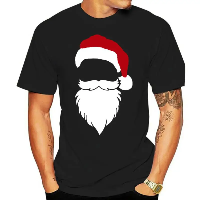 Santa Clause T-Shirt Mustache Beard Hat Best Christmas Gift Shirt Full Size Casual Tee Shirt