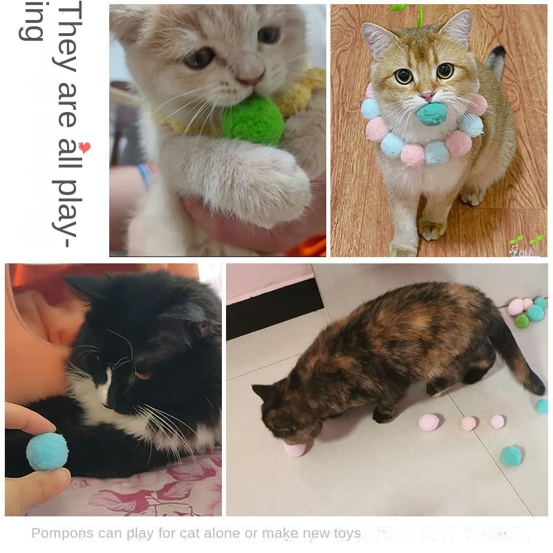 Colorful Plush Ball Cat Toys for cats Molar Bite Resistant Bouncy Interactive Funny Cat Balls Chew Toy Pet products Dropshipping