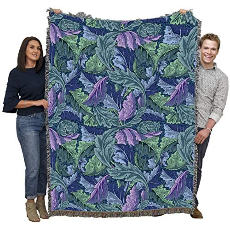 

William Morris Acanthus Leaves Blanket - Arts and Crafts - Gift Tapestry Throw Woven from Cotton - Made in the USA 72x54