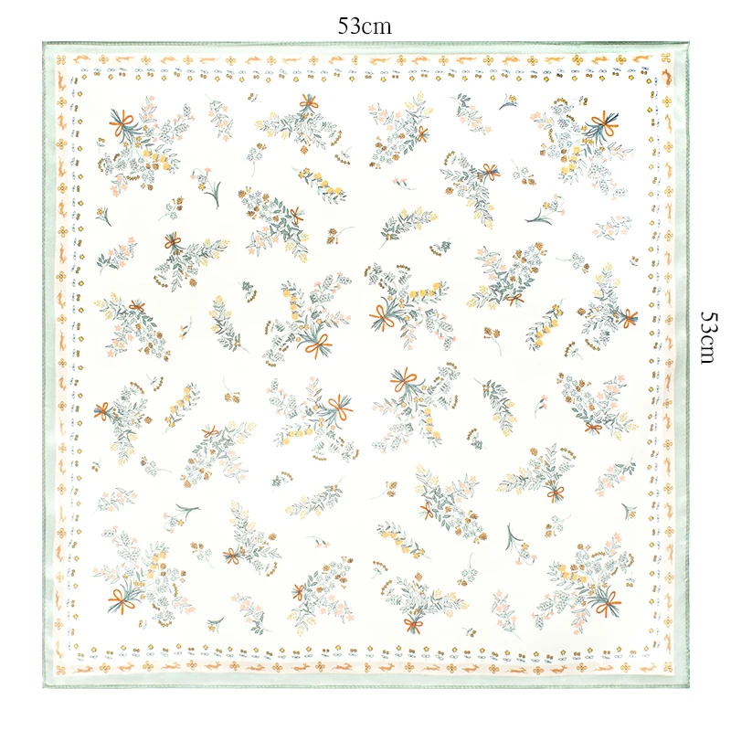 

100% Mulberry Silk Scarf Floral Print Square Neck Scarf Bandana for Women Elegant Neckerchief for Office Wedding Party Daily Use