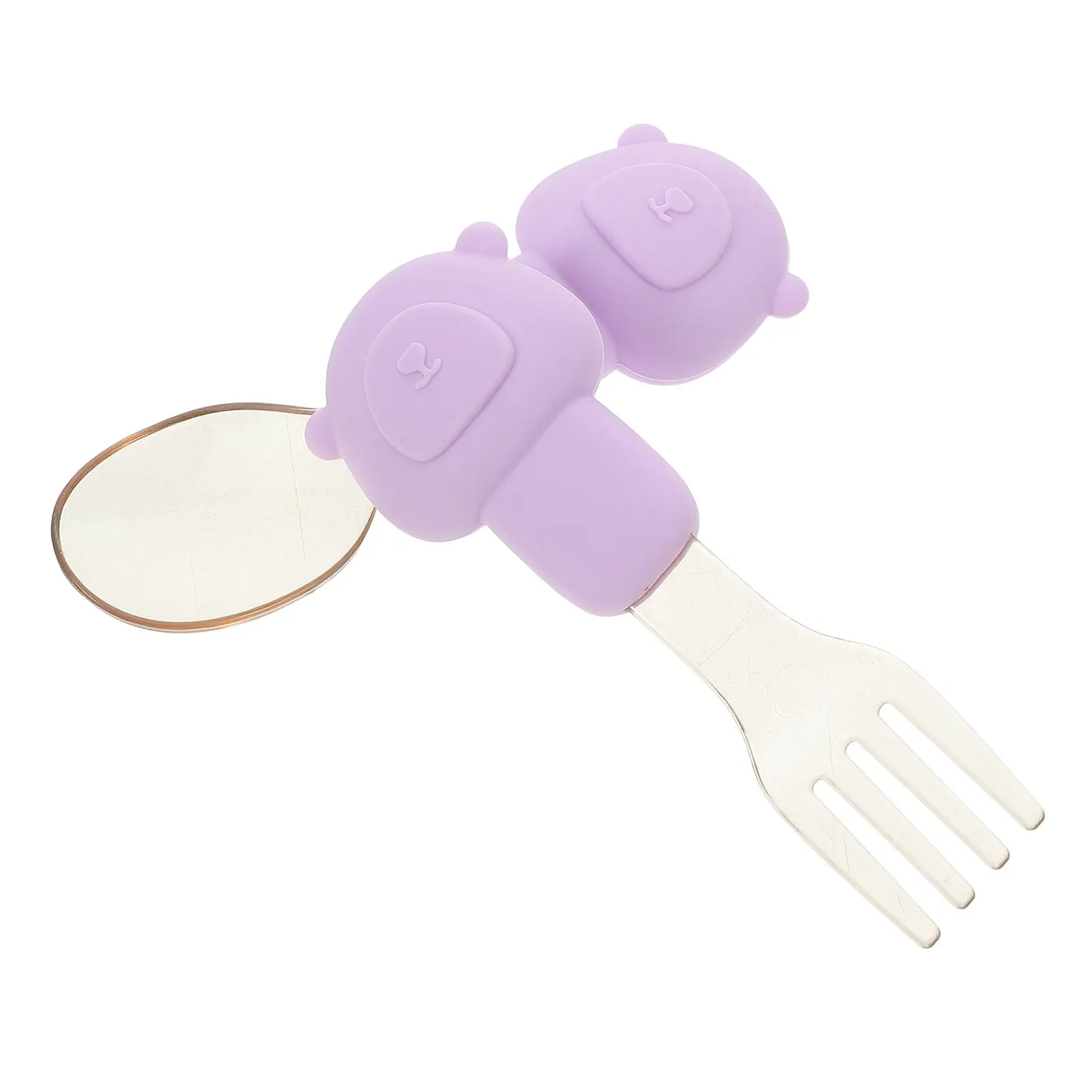 

1Set Silicone Toddler Utensils Cartoon Lion Design Baby Fork Spoon Safe Training Spoon Toddler Cutlery Set Baby Eating