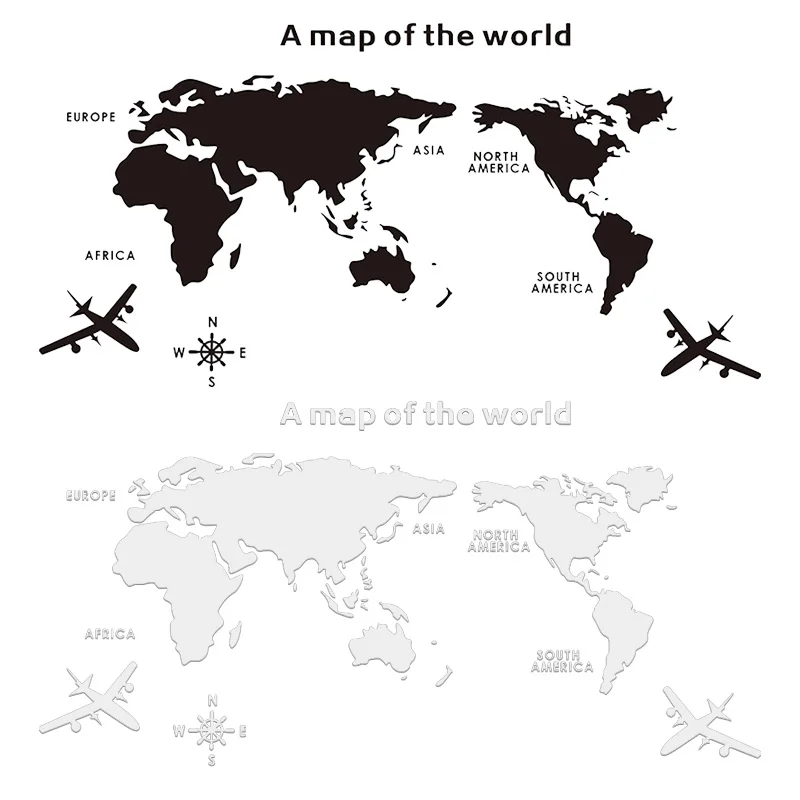 World Map Wall Stickers 3D Acrylic Mirror Sticker Three-dimensional for Living Room Office TV Background Wallpaper Decoration view 3