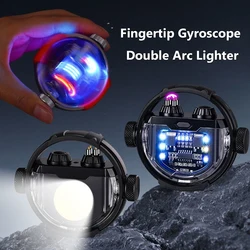 Outdoor Portable Creative Double Arc Lighter Rechargeable Rotating Gyro LED Colorful Outdoor Lighting Tool