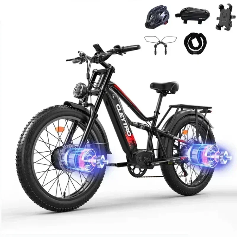 New Electric Bike for Adults 3000W Dual Motor EBike 52V 21AH Battery Hydraulic Brake 60km/h 26'' Fat Tire Throttle MTB Bicycle