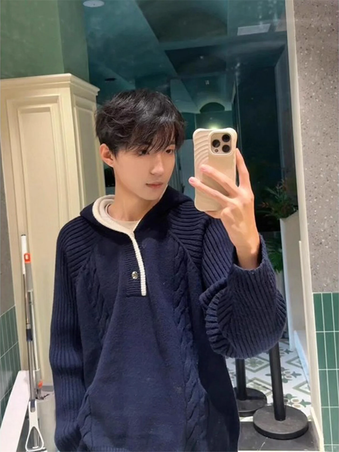 

Ретро-свитер с капюшоном, вязаный, свободный, в американском уличном стиле, модный брендовый, осенне-зимний, Haome Hat irt