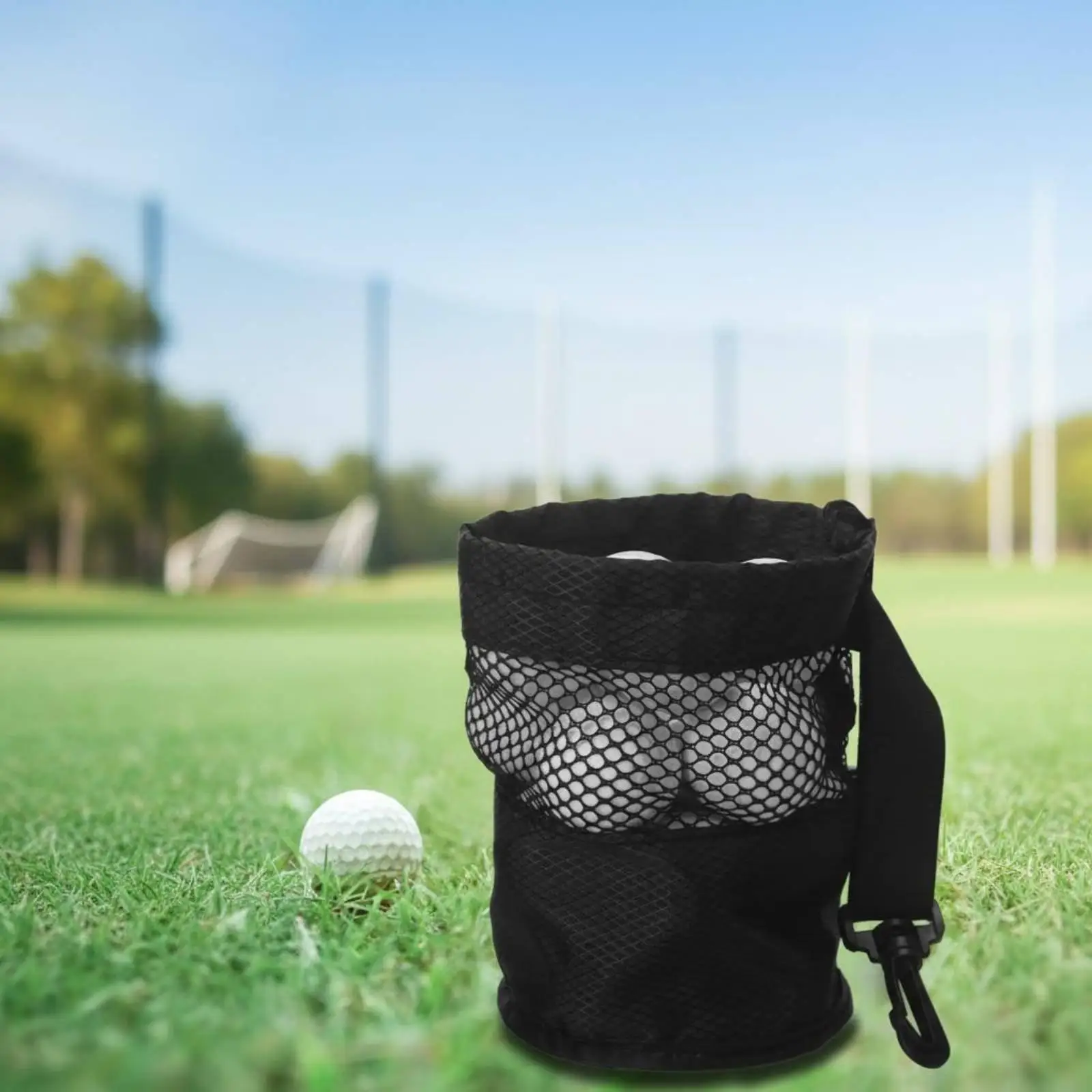 Compact Nylon Mesh Golf Accessories Pouch for Balls Tees with Drawstring and Hook for Golf Stand Bag Cart Storage
