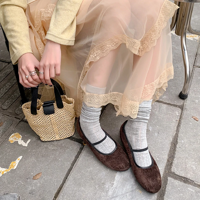 أحذية النساء الارتفاع زيادة أحذية بسيطة جولة تو اليدوية ماري جينس جلد طبيعي السيدات ربيع الخريف الأحذية #4