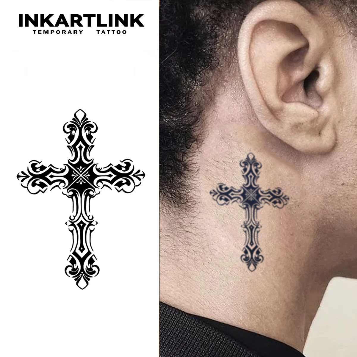 Cross temporary tattoo stickers, waterproof magic tattoo, lasts to 15 days fake tattoo, semi permanent tattoo.