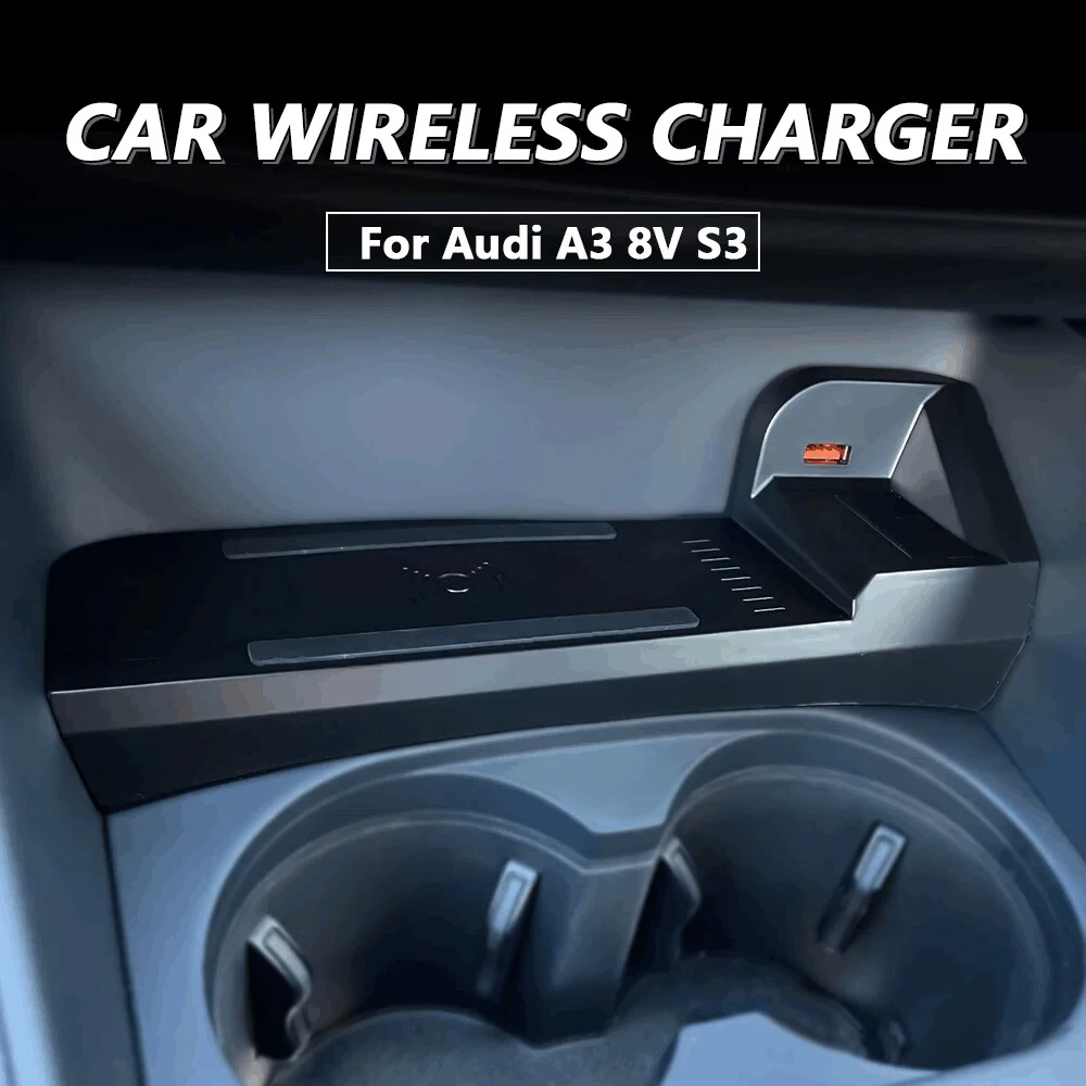 Car wireless charger for Audi A3 8V S3 2014-2020 phone holder fast charge mobile charging pad center console trim Accessories