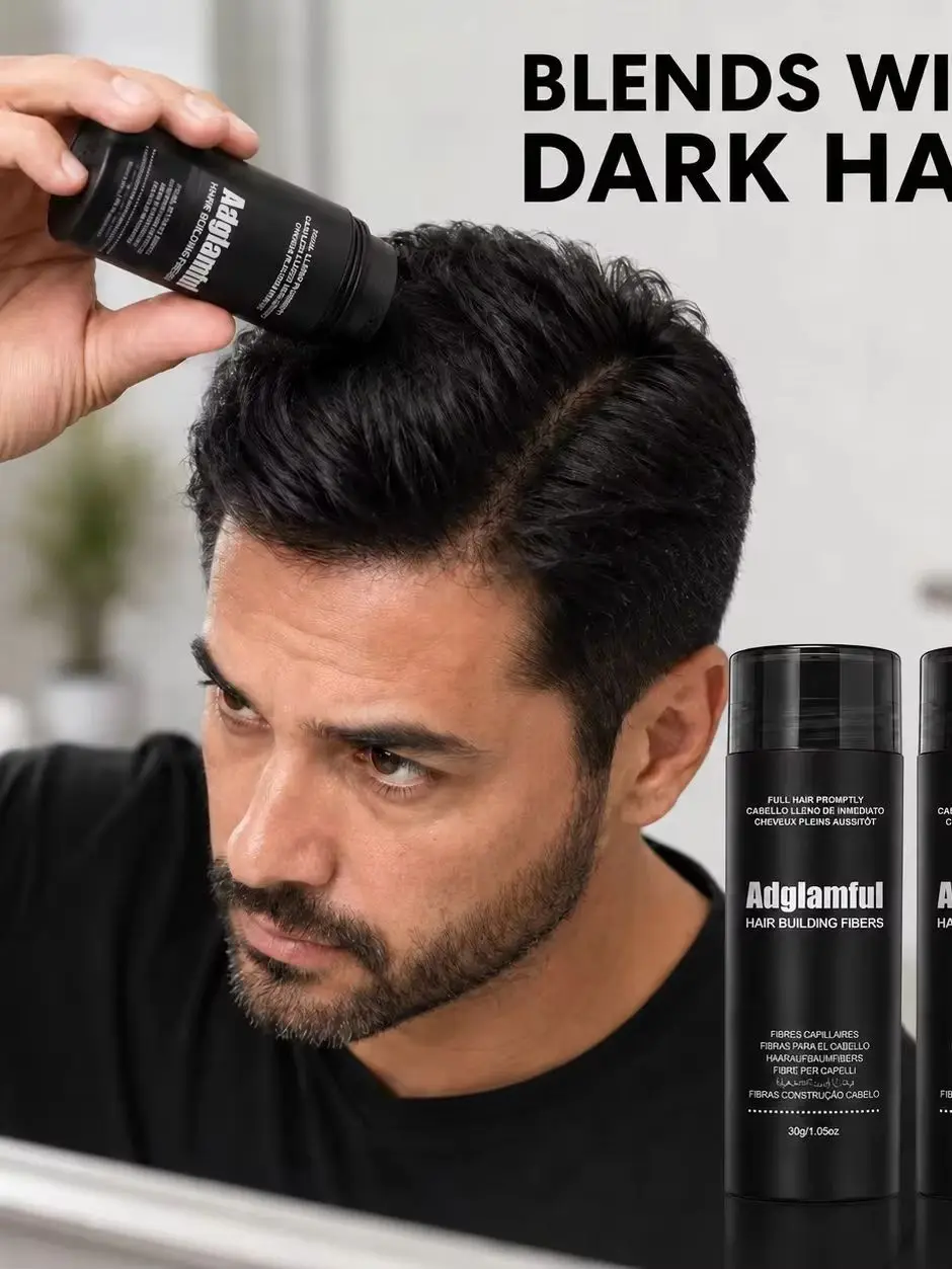 2 Flaschen 30g Haaraufbaufasern Gleichmäßig Verteilbares Volumenpuder 24H Langanhaltender Concealer für Männer mit dünnem Haar und Haarausfällen