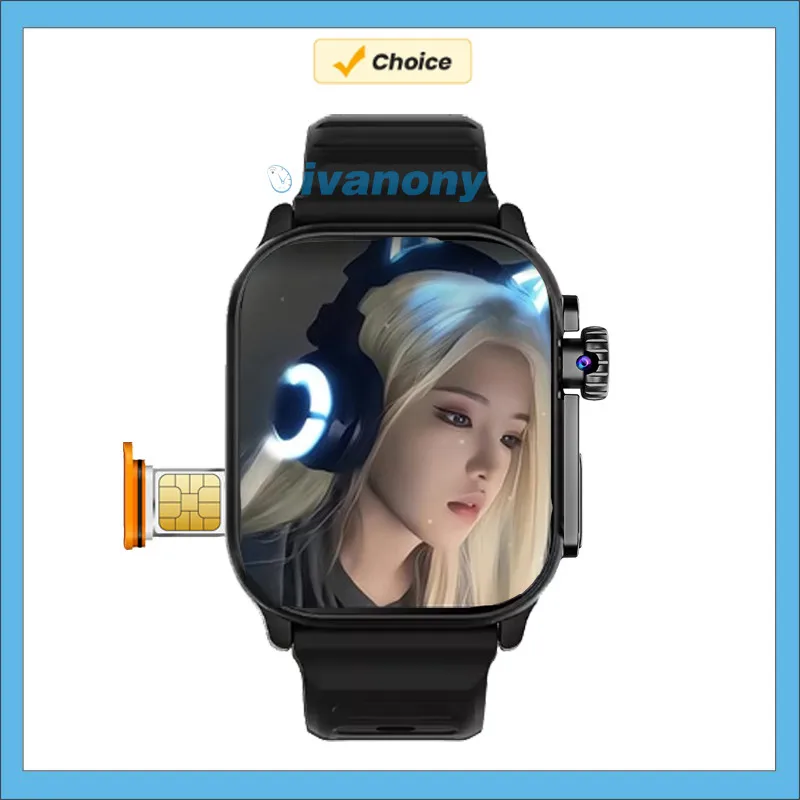 Smart Watch 4G SIM Card Android 180° Rotary Camera Google Play Store APP Download GPS WIFI Video Call  2.06inch Amoled Screen