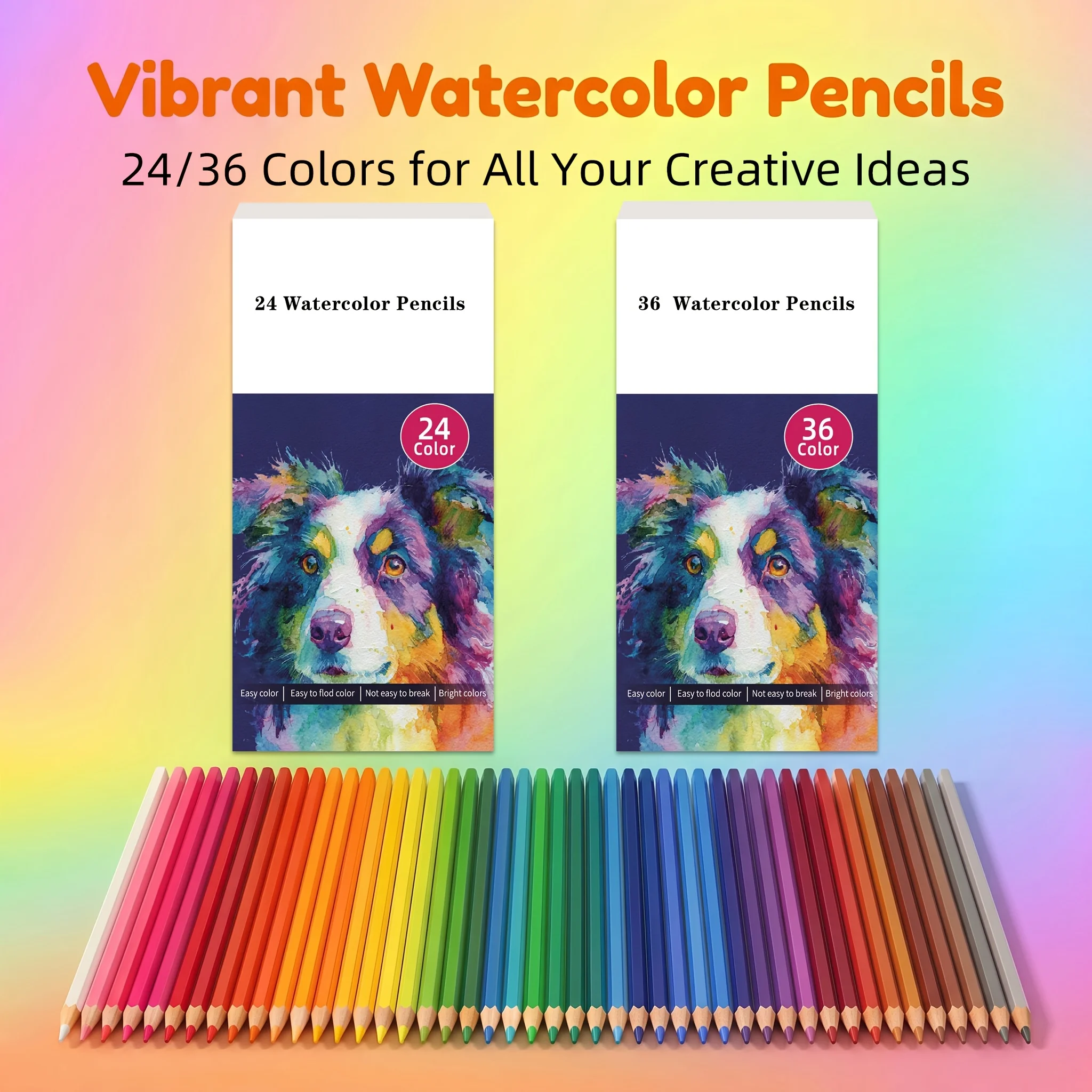 24/36/48 Watercolor Colored Pencils Set,Soft Break-Resistant Core,Easy Blending & Shading,Art Supplies for Adults Drawing